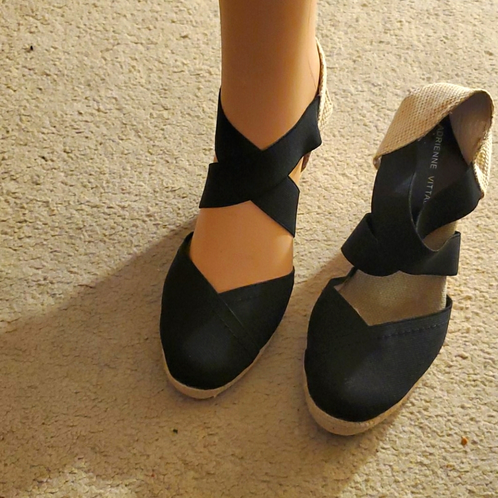 Black wedge sandals